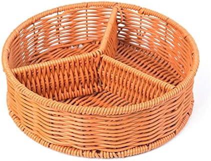 YONGKANG 1pc Simulation Rattan Fruit Basket Нетъкан Plastic Vegetable Storage Basket Household Bread Food Basket (Size : 25X25CM)