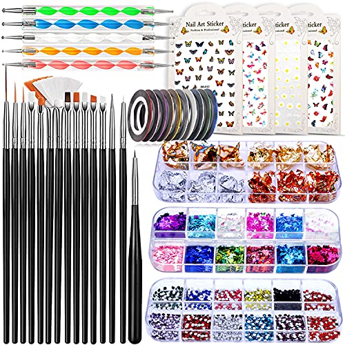 JOYJULY маникюр Brushes Kit, 3D маникюр Decorations Kit with Нокти Dotting Tools Butterfly маникюр Glitters Stickers маникюр