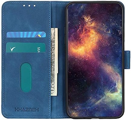 Linzhou Motorola Moto Edge 20/Edge Leather Flip Cover Protective Case Magnetic Stand Function Mobile Phone Case Blue