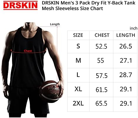 DRSKIN За мужчин's 3 Pack Dry Fit Y-Back Мускулите Тениски Мрежа, Без ръкави Фитнес Културизъм Training Спортна Тренировка