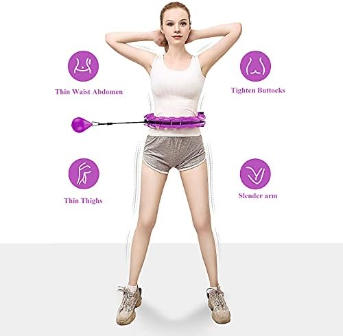 MOAMDAUT Smart Weighted Hoola Hoops for Adults Weight Loss 2 in 1 Fitness Massage 24 Подвижни Възли Non-Fall Hula Circle