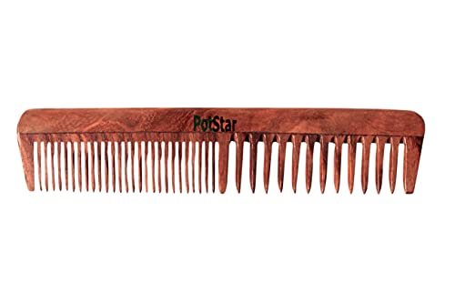 PotStar Hair Comb for All Hair Type, Ръчно изработени дървени Гребен за разнищване на косата с Гребен, за гъста, къдрава