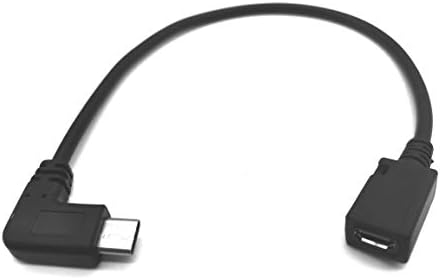 USB C към Micro USB кабел, Qaoquda 90 градуса USB Type C (USB-C) Мъж към Micro USB Женски адаптер Конвертор и кабел за