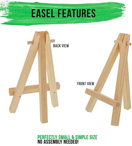 U. S. Art Supply 8 High Small Natural Wood Display Easel (Pack of 6), A-Frame Artist Party Painting Статив Мини - Статив