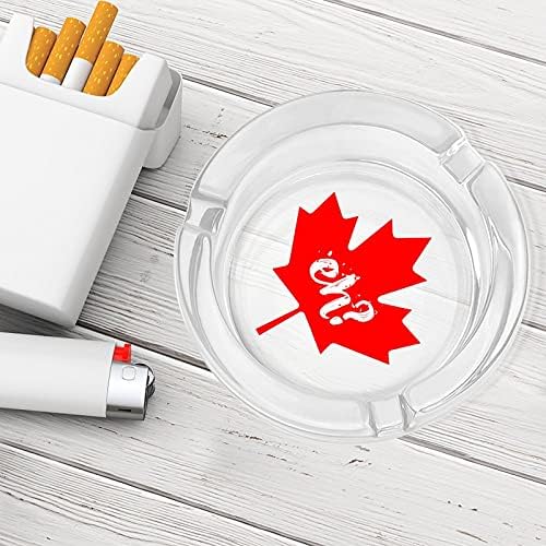 Eh Canada Maple Round Heavy Glass Ashtray Desktop Smoking Ash Holder for Home Office Decorative