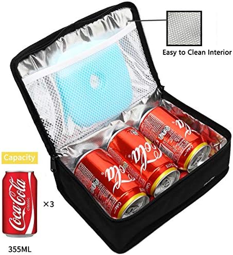 FlowFly Small Insulated Lunch box Portable Soft Bag Mini Cooler Thermal Meal Мъкна Kit with Handle for Work & School, Черен