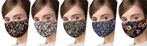 Множество ,Моющаяся маска за лице за жени с носната тел и регулируем филтър цветен бохемски принтом за употреба на открито(3ШТ)