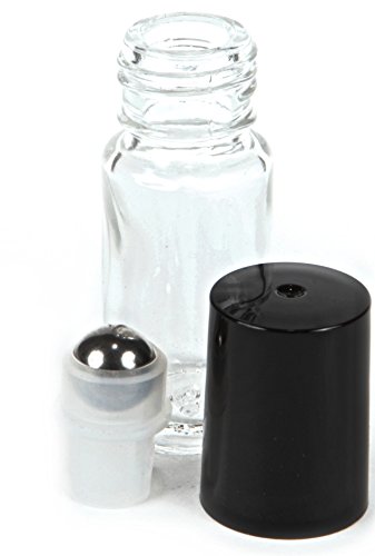 6, ясни, миниые (около 4 ml, 1/8 fl. oz) стъклени Наклон на бутилки с топки валяк неръждаема стомана - включена краен