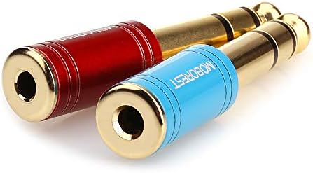 MOBOREST 1/4 Inch (6.35 mm) Male to 1/8 Inch (3.5 mm) Female Стерео Adapters for Audio Connector Cables - Conversion Headphone adapte, amp adapte, 1Red+1Blue