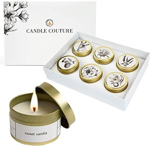 Свещ Couture 6 Pack Набор от Ароматни Свещички за Жените, Ароматерапевтическая Свещ с Натурални Етерични Масла, Преносима