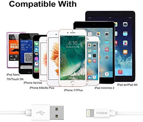 Foxsun iPhone Кабел, 3.3 ft/1m Кабел Lightning [Apple Пфи е Сертифициран] Lightning to USB Кабел за Синхронизация и зареждане