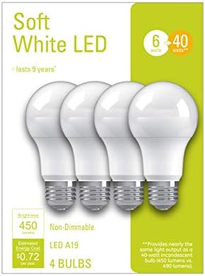 GE Led лампи, A19 с Общо предназначение (подмяна на led крушки с мощност 40 W), 450 Лумена, Средни, основни електрически