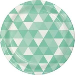 Fractal Fresh Mint Green 9 Inch Paper Plates 8 Pack Green Party Decorations NEW