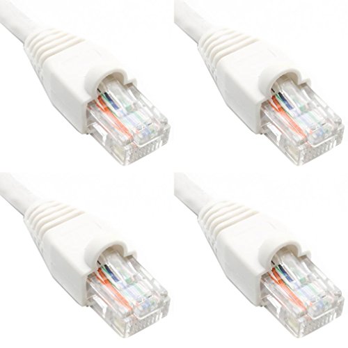 Ultra Spec Cables Pack of 4 - White 1FT Cat6 Ethernet Network LAN Кабел Internet Patch Cord RJ-45 Gigabit
