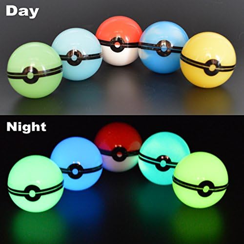 Glow in Dark Pokeball Wax Oil Silicone Jar Nonstick Herb Stash Container for Storage Sticky Concentrations,Хапчета,Lip Balm (Pokeball Jar-5pack)