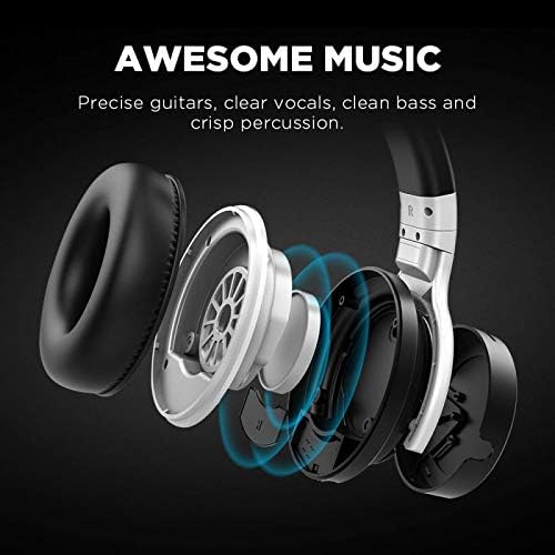E7 PRO[Модернизирани] Активни слушалките с Шумопотискане Bluetooth Слушалки с Микрофон Дълбок Бас Безжични Слушалки Над ухото Бял