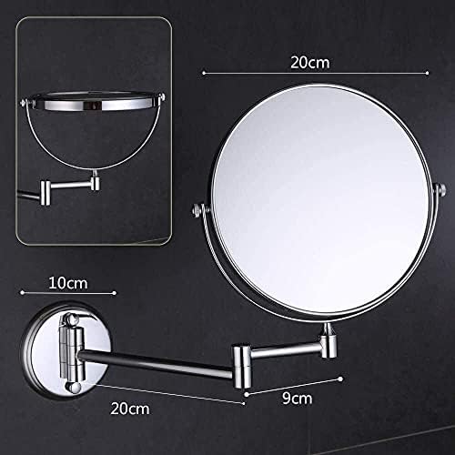 Nhlzj XIAOQIANG Огледало за грим, ротация на 360°, 8-инчов Увеличително Огледало за Бръснене, Двустранно выдвижное огледало за баня (цвят : черен размер : 1:1und1:7)