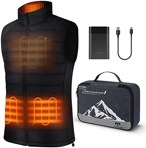 HEATOO Heated Vest for Men , Lightweight Heating Jackets with 10000mah Battery Pack 7.4 V for Skiing Ice Hunting Fishing