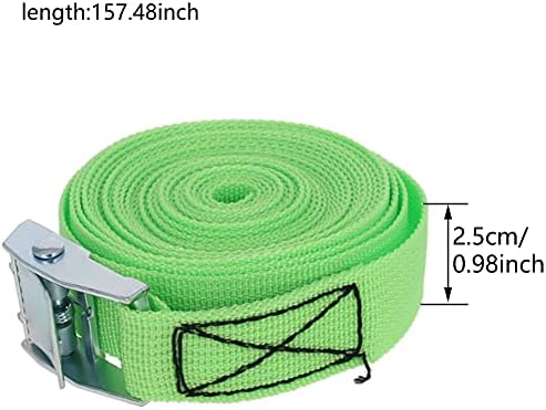 Yinpecly 3.5Mx25mm Cam Обтегач Вратовръзка Надолу Разсичане Каишка Полипропилен, за да се Движат Камиони с Колан Къмпинг Открит Багажа Зелен Тон 2 елемента