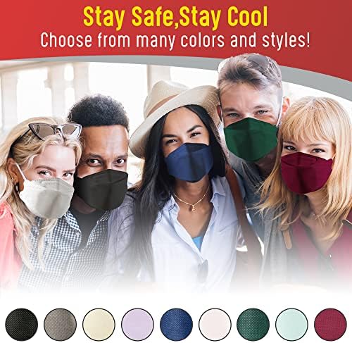 Маска за лице kf94 (черен, 50 бр.), Индивидуално опаковани, 4-слойная Дишаща и лесна за използване Защитна маска...
