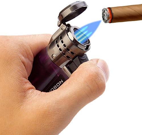 Факел Запалка за Пури, 2 бр Тройна мастилено-струйни пламък за Еднократна употреба Бутан Запалка Газова Течност Запалка