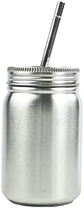 LOVIVER Stainless Steel Mason Jar W/Капак Straw Drinking Cup Tumbler - 700ml Single Wall