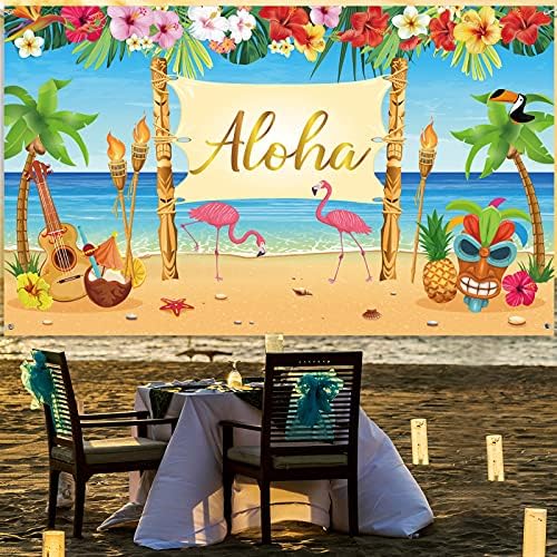 Хавайски Алоха Украса За Партита, Много Голям Годишен Luau Плажно Парти Банер на Фона на Фонова Картина за рождения Ден