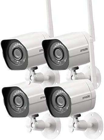 Zmodo 1080p Full HD Външна Безжична Камера за Сигурност, 4 Пакет (и) Умен Дом Вътрешен Външен WiFi IP Камера с Нощно Виждане,