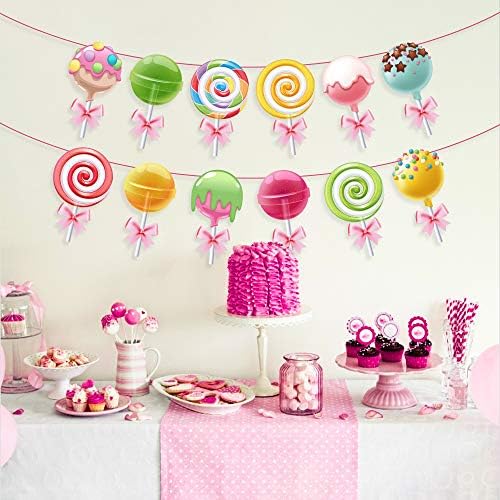 Candy Banner,Candy Garland Birthday Banner,Candy Party Decorations,Lollipop Bunting Banner for Girls,Candy Birthday Party,Baby