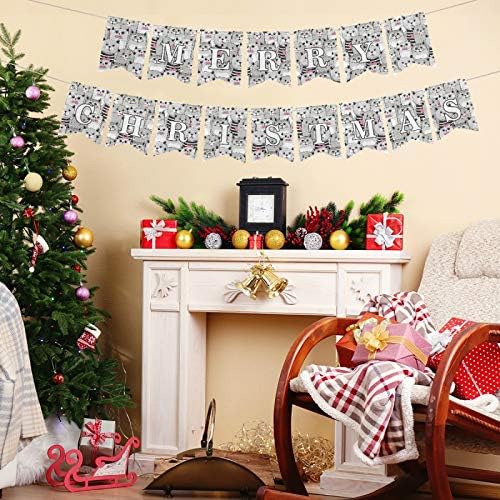 Blueangle Весела Коледа Banner - Сладък Котки Pattern Bunting Коледа Decorations for Indoor Home Office Party Supplies