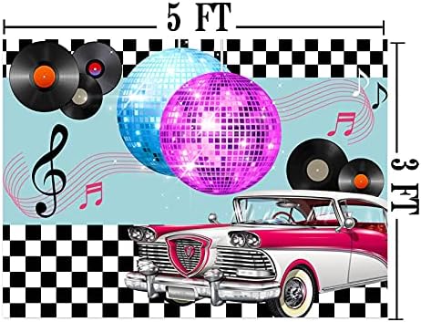Back to 50 ' s Sock Hop Theme Photo Background 5x3ft 1950 s Retro Вечеря Time Rock Roll Класически Декор Crazy Vintage
