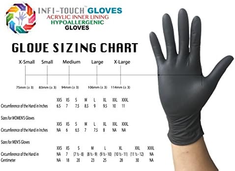 Infi-Touch - Черен нитриловые ръкавици, Хипоалергичен съполимер с дебелина 6 мм, ръкавици за Еднократна употреба, Без прах, нестерильные, Амбидекстриные, Върхът на пръст?