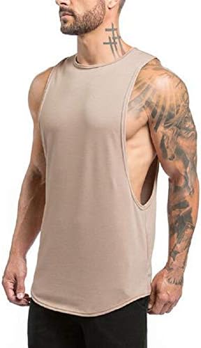 ZUEVI Men ' s Muscular Cut Open Sides Bodybuilding Tank Top Gym Workout Stringer T-Shirt