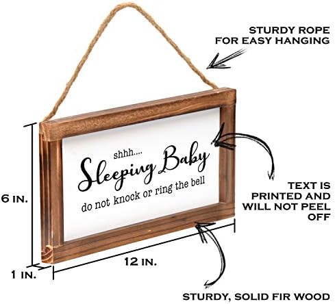 Baby Sleeping Door Sign 6x12 Inch - Съм Ring Doorbell Sign Baby Sleeping Sign, Shhh Baby Sleeping Door Sign, Baby Sign