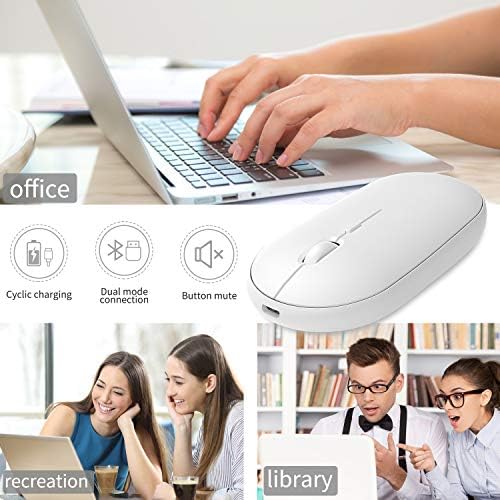 3 Регулируеми DPI ,Безжична мишка, Тиха мишка 2.4 G с USB приемник - QIJIAYI Преносими компютърни мишки за КОМПЮТЪР, таблет, лаптоп с Windows (бял)