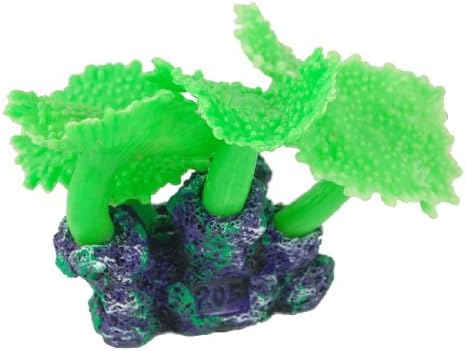 Украшение Корал декорация на Аквариума силикон uxcell Изкуствен, зелен цвят