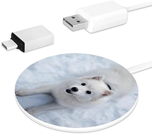 Безжично Зарядно Устройство Winter Snow Frosty Cold Сладко Leather Surface 10W Fast Wireless Charging Pad