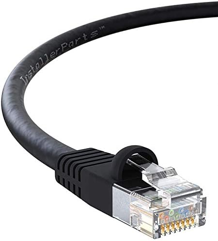 InstallerParts (60 Pack) Ethernet Кабел основа cat6a Кабел Shielded (SSTP) Booted 15 FT - Black - Професионалната серия - Мрежа 10Gigabit/Sec/Високоскоростен интернет-кабел, 550 Mhz