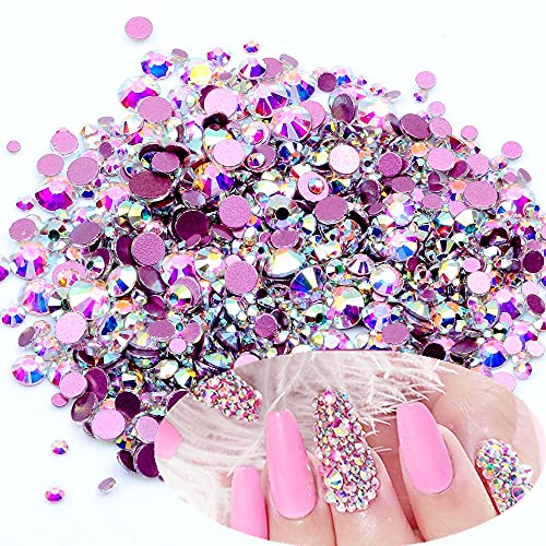 1440pcs SS3-SS20 Mix Size Clear Crystal Nail Rhinestones Red Bottom Flatback Glass 3D Non HotFix за Нокти скъпоценни Камъни Strass Стоунс маникюр Decorations Glitter Shoes and Dancing Decoration (Red bottom Clear)