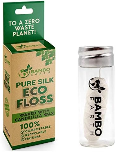 Biodegradable Mint Грижи за Зъб Дантела Floss With Refillable & Reusable Glass Holder - Органичен Natural and Compostable