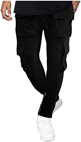 Vilchen Мъжки Панталони-карго с Множество Джобове с Цип Botton Joggers Sports Gym Casual Solid Sweatpants Workout Атлетик