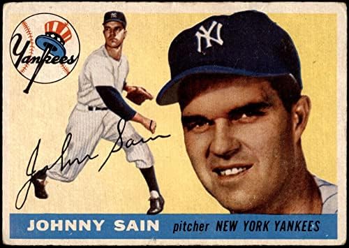 1955 Topps 193 Джони Sain Ню Йорк Янкис (Бейзболна картичка) Dean' ' s Cards 2 - GOOD йорк Янкис