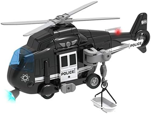 Liberty Внос Police Rescue Helicopter Friction Powered Toy Vehicle for Boys | Push and Go Chopper with Pretend Play Action