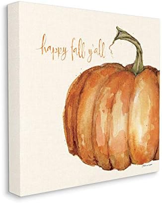 Stupell Industries Happy Fall Yall Autumn Тиква Сезонен Дизайн, Разработен Стефани Воркман Марротт Wall Art, 30 x 1.5