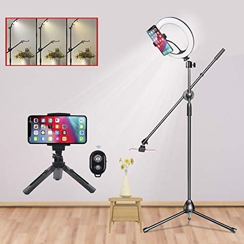 Selfie Light Ring with Бум Arm Stand + Desktop Tripod & Phone Holder Клип for Photo Video Shooting (Color : Set 1)