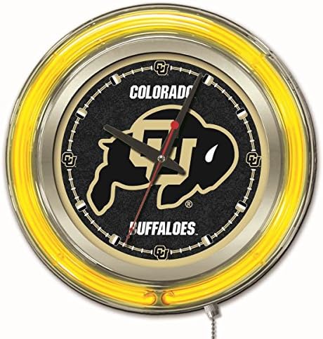 Стенен часовник Colorado Buffaloes HBS Neon Yellow College, захранван с батерии (15)
