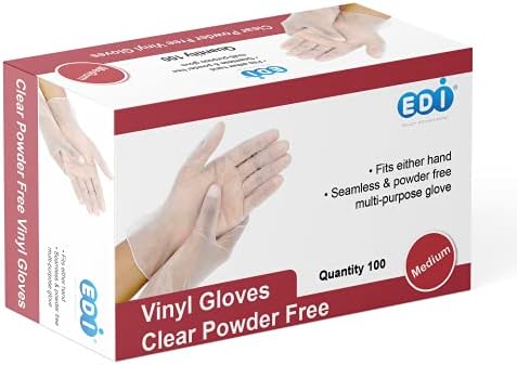 За еднократна употреба от винил, ръкавици EDI (прозрачен) - без прах, без латекс