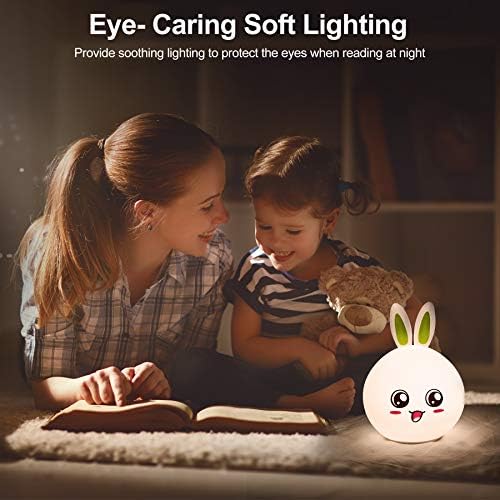 LED Night Light for Kids Сладко USB-Rechargeable Nursery Lamp Animal Silicone Night Light with Touch Sensor and 7 Cool