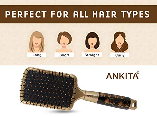 Ankita Golden Paddle Hair Четка с найлонов косъм, Универсална(A5) от Chhavi Creation