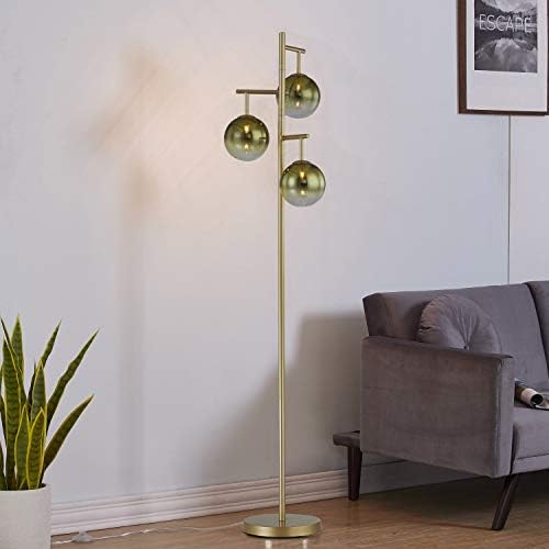 WOXXX Индустриален под лампа за Дневна, Златното Дърво под лампа с 3 Елегантни Стъклени Лампи и Led Крушки G9 В Комплект, Висок Ретро Стълб Светлина на Застояла Лампа за Ф